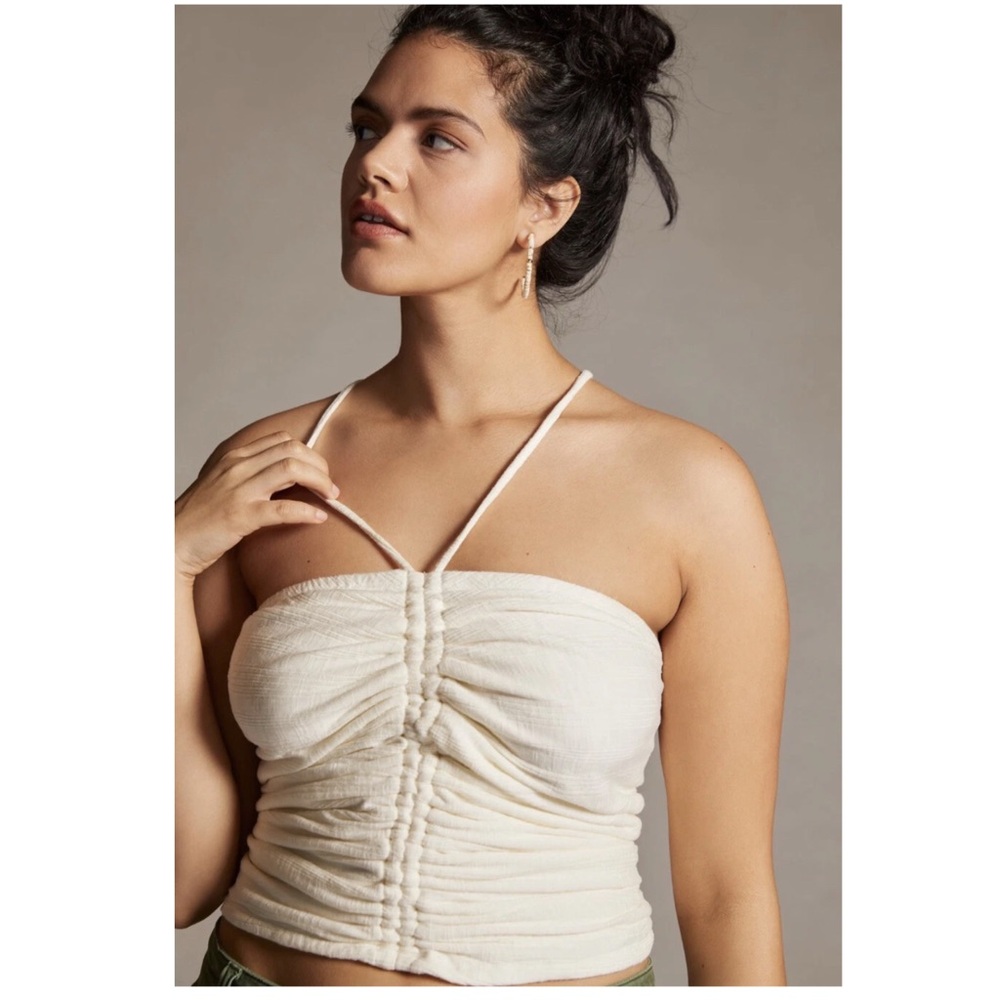 Anthropologie Pilcro Ruched Ribbed Halter Top - Picture 2 of 9